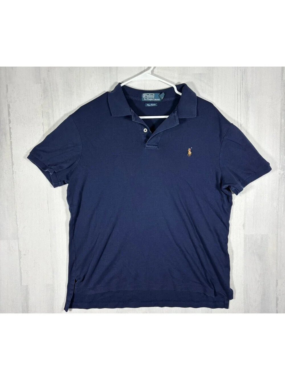 Polo Ralph Lauren Men’s L Navy Pima Interlock Pony Polo Shirt 100% Cotton